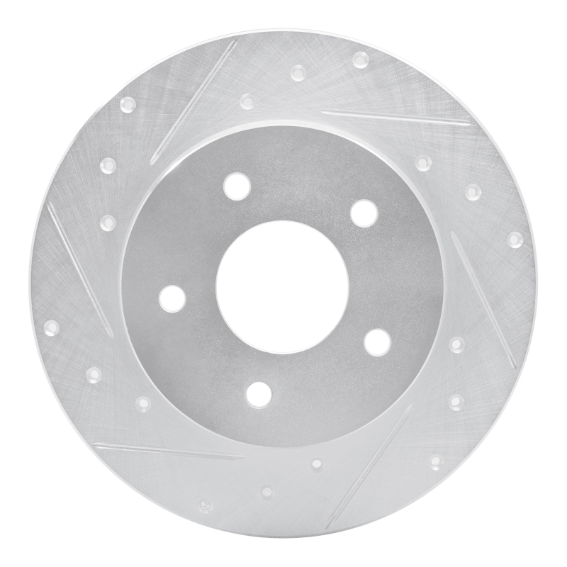 Nissan Kicks Brake Rotor (1) - Rear Left - R1 Concepts - Drilled & Slotted - Silver - `19-`25